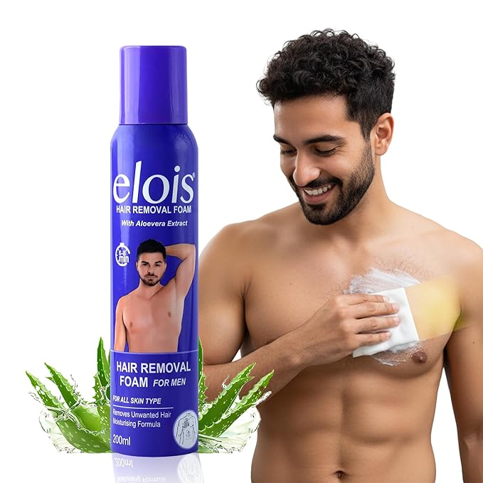 Elois Hair Removal Foam Spray For Men Painless Hair Removal For Arms Underarms & Legs - With Aleo Vera Extract Suitable For All Skin Type 200ml