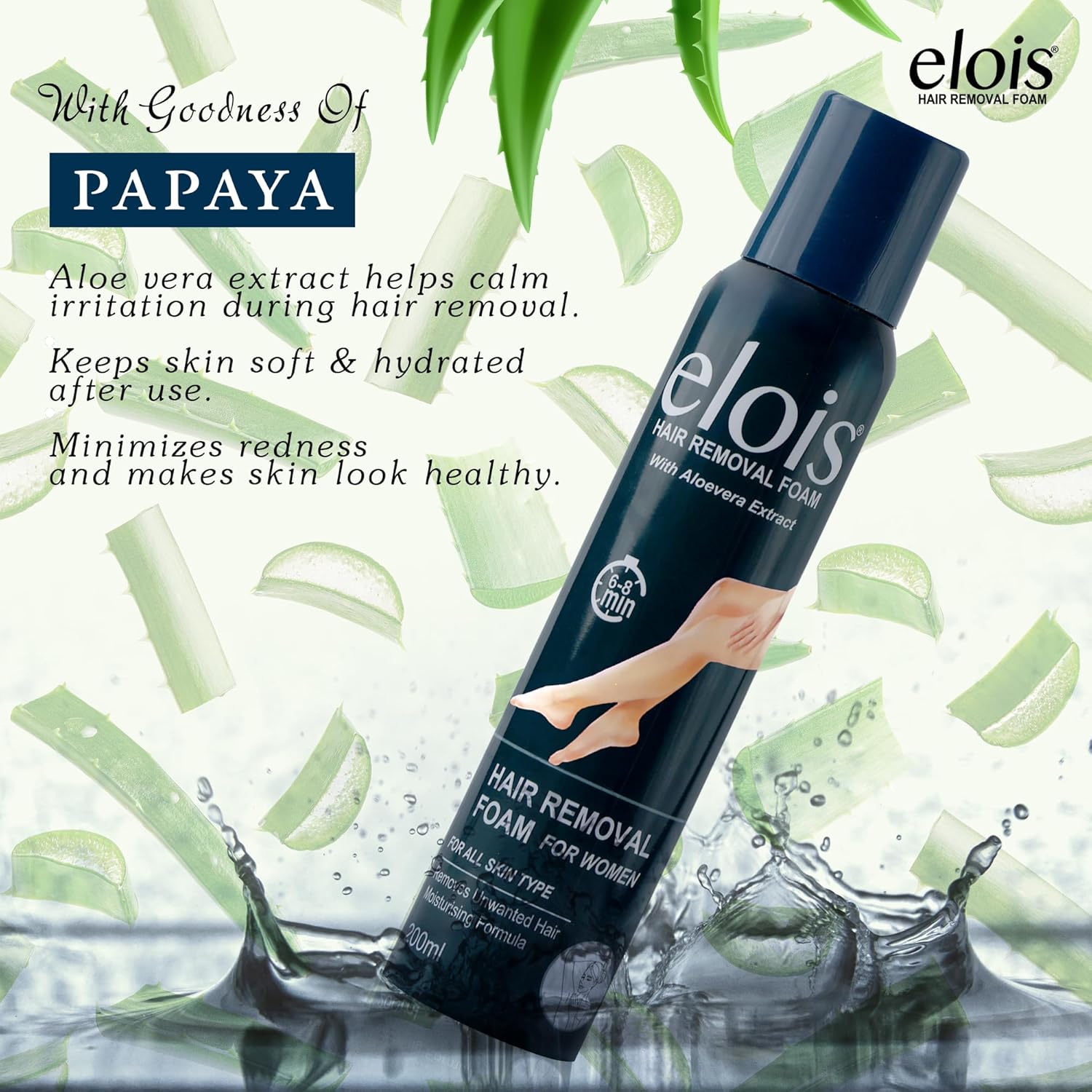 Elois Hair Removal Foam Spray For Women Painless Hair Removal For Arms Underarms Legs & Bikini Line With Aloevera Extract Suitable For All Skin Type 200ml - Image 4