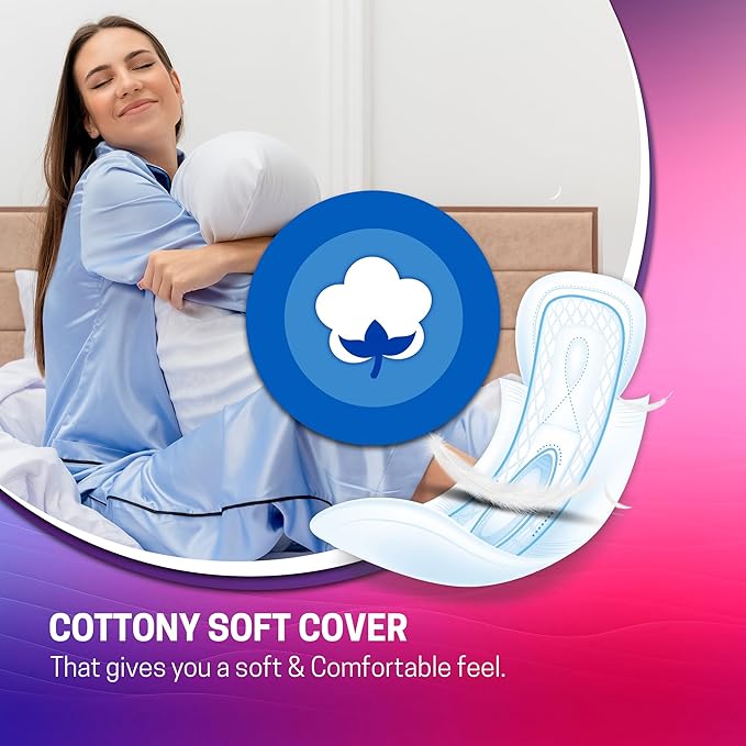 Elois Sanitary Pad for Women Girls Ultra Soft Cotton Period Pads for Women | 40 Soft Cotton Pads for All day Ultra Comfort | Locks Heavy flow | Prevent Rashes | Odour Control - XL (280mm) (Pack of 2) - Image 4