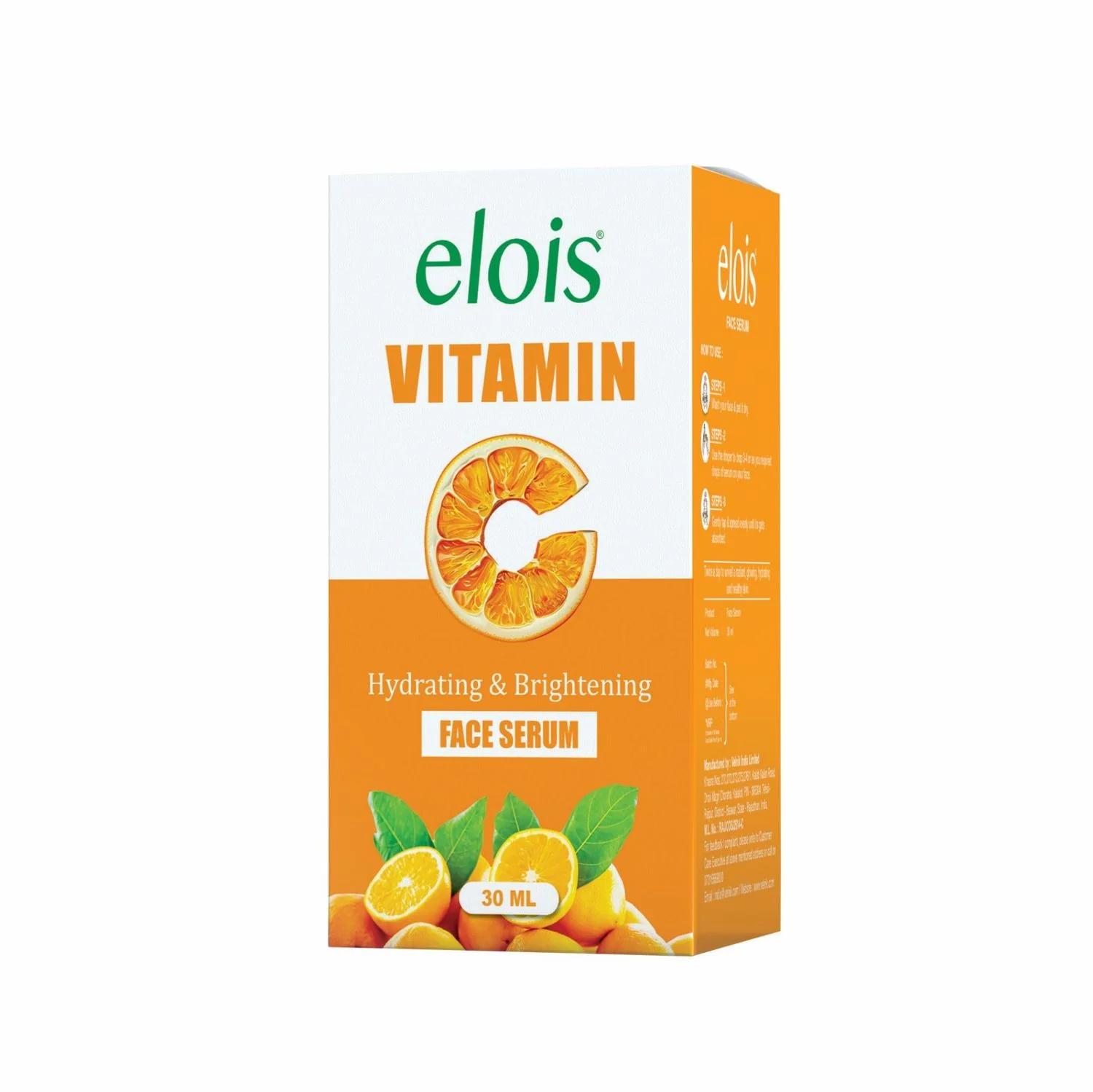 Elois Vitamin C Face Serum For Glowing Skin - Hydrating Brightening Serum - Suitable For Oily Dry Combination Sensitive Skin - Fades Dark Spots - Reduces Pigmentation - For Men and Women 30ml