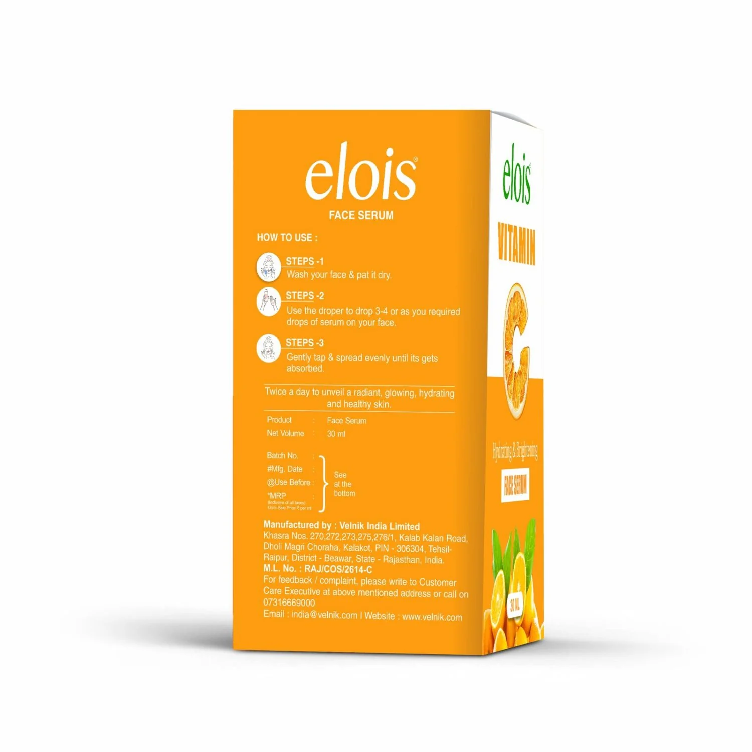 Elois Vitamin C Face Serum For Glowing Skin - Hydrating Brightening Serum - Suitable For Oily Dry Combination Sensitive Skin - Fades Dark Spots - Reduces Pigmentation - For Men and Women 30ml - Image 2